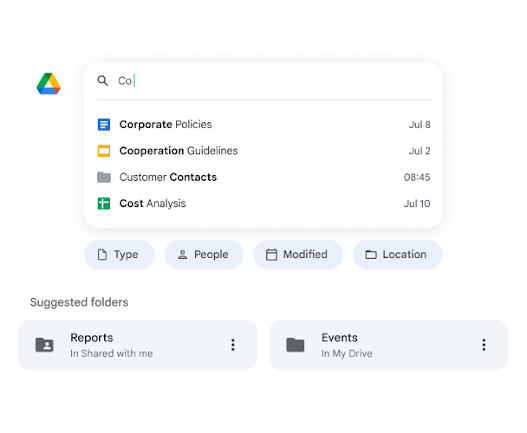 Searching Drive and receiving file and folder results
